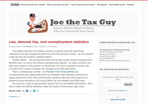 Joe The Tax Guy, WordPress blog, Gray Sky Studio Joe The Tax Guy, WordPress blog, Gray Sky Studio