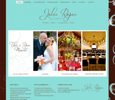 Jules Rupae Events, WordPress website, Gray Sky Studio Jules Rupae Events, WordPress website, Gray Sky Studio